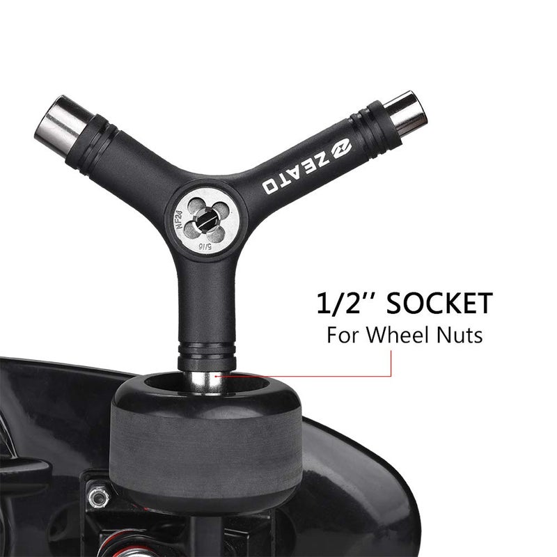 Zeato All-In-One Skate Tools Multi-function Portable Skateboard Y Tool Accessory with Y-type Allen Key and L-type Phillips Head Wrench Screwdriver - Image 4